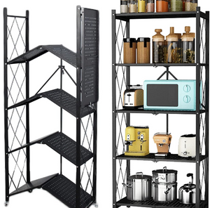 Estante Organizador Plegable de Metal 5 Niveles con Ruedas – Ahorra Espacio al Instante