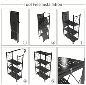 Estante Organizador Plegable de Metal 5 Niveles con Ruedas – Ahorra Espacio al Instante
