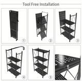 Estante Organizador Plegable de Metal 5 Niveles con Ruedas – Ahorra Espacio al Instante