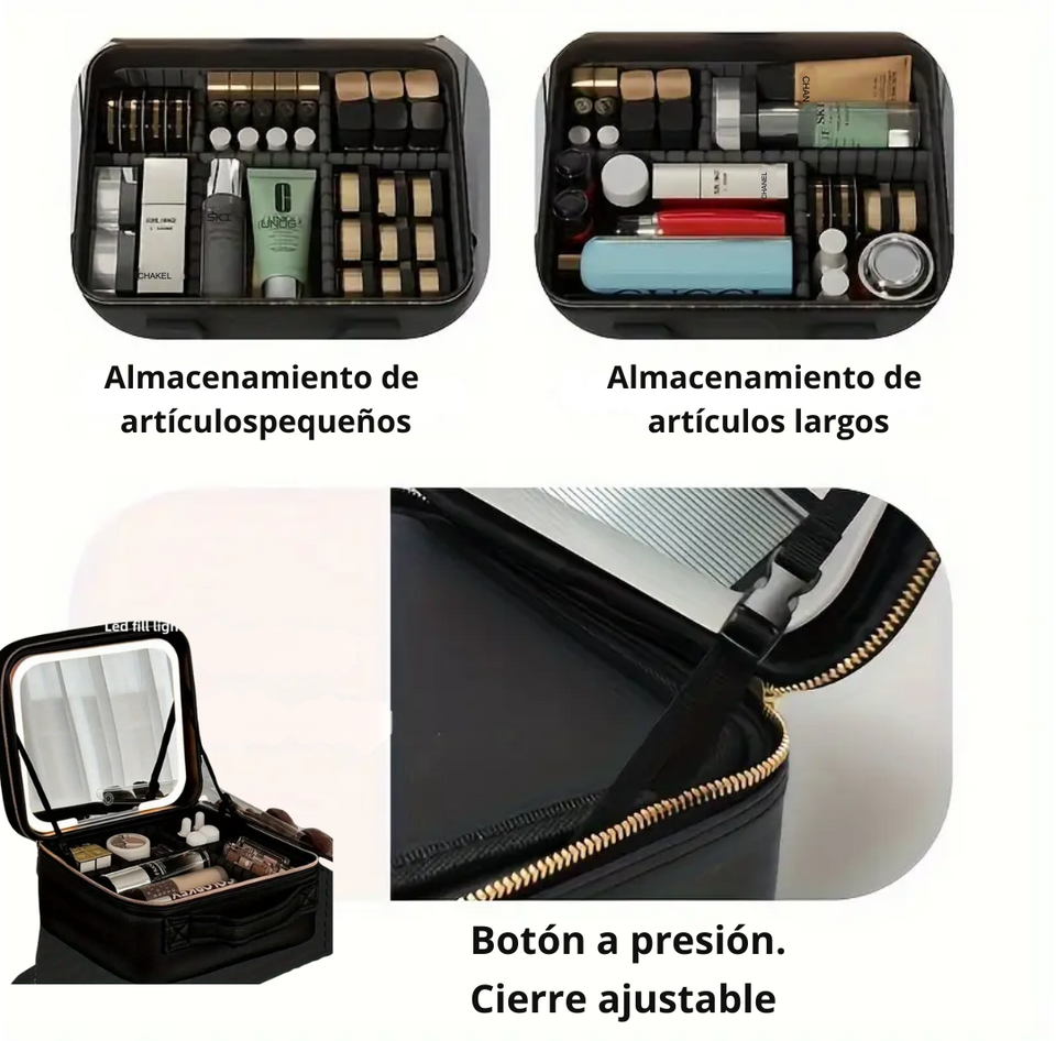 Organizador de Maquillaje Personalizado Makeup Lux™ con Espejo LED .