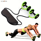 🔥 ROVOFLEX X – Rueda Abdominal Multifuncional con Bandas de Resistencia + Alfombrilla Antideslizante 🏋🏻‍♀️