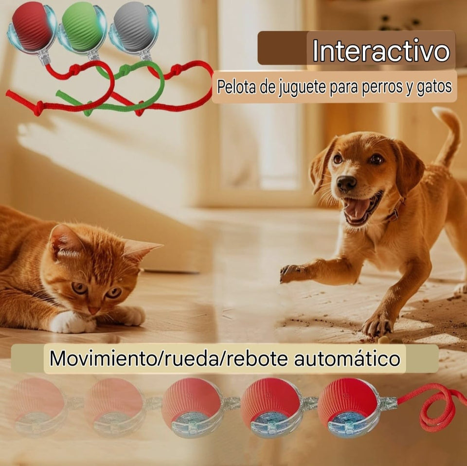 SmartBall Mascota™ – Pelota Interactiva con Movimiento Automático y Recarga USB