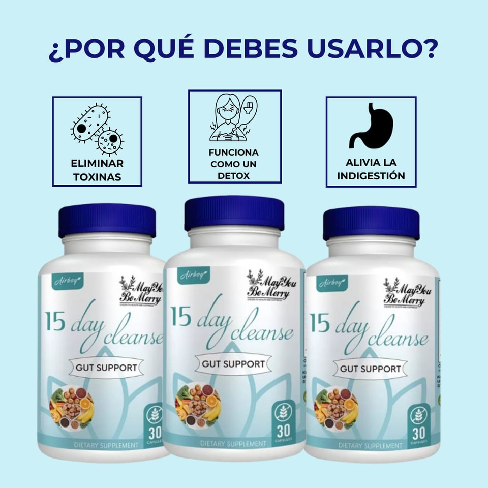 🧼 15 Day Cleanse - Gut Support (30 cápsulas)