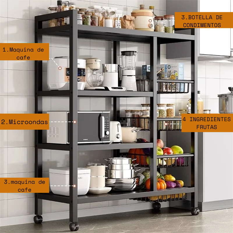 🏡 Estantería Portátil Plegable – Ideal para hogar o negocio-4 Niveles con 3 Cestas – Orden y Estilo en un Solo Producto