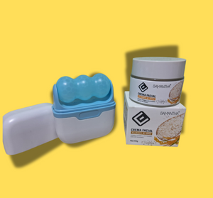 ✨ Combo Rostro de Porcelana – Crema Aclarante 🌾 + Rodillo de Hielo Facial ❄️
