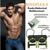 🔥 ROVOFLEX X – Rueda Abdominal Multifuncional con Bandas de Resistencia + Alfombrilla Antideslizante 🏋🏻‍♀️