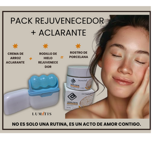 ✨ Combo Rostro de Porcelana – Crema Aclarante 🌾 + Rodillo de Hielo Facial ❄️