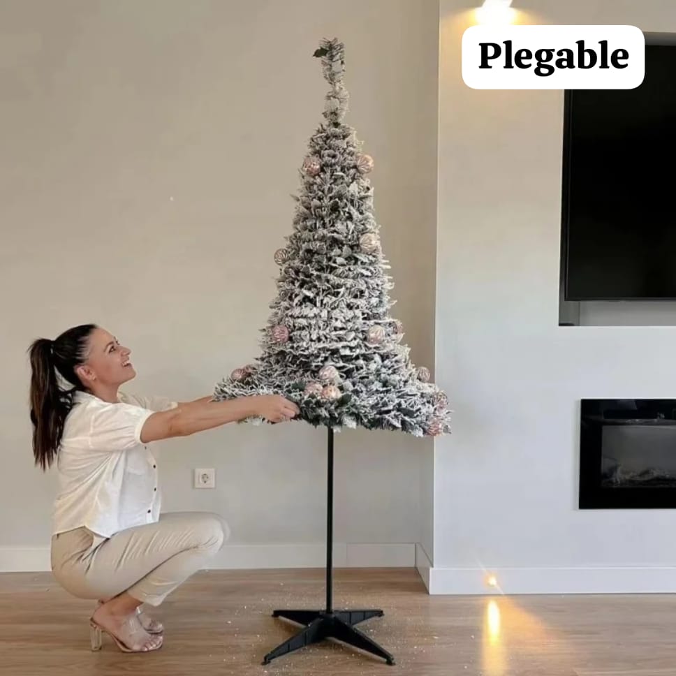 🌲 Árbol de Navidad Plegable 1.8 m con Efecto Nieve + Luces – Montaje Súper Fácil ❄️🎄