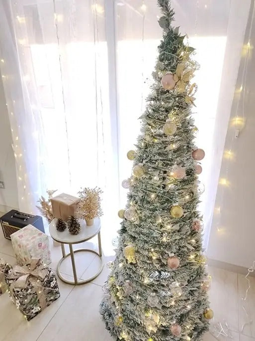 🌲 Árbol de Navidad Plegable 1.8 m con Efecto Nieve + Luces – Montaje Súper Fácil ❄️🎄